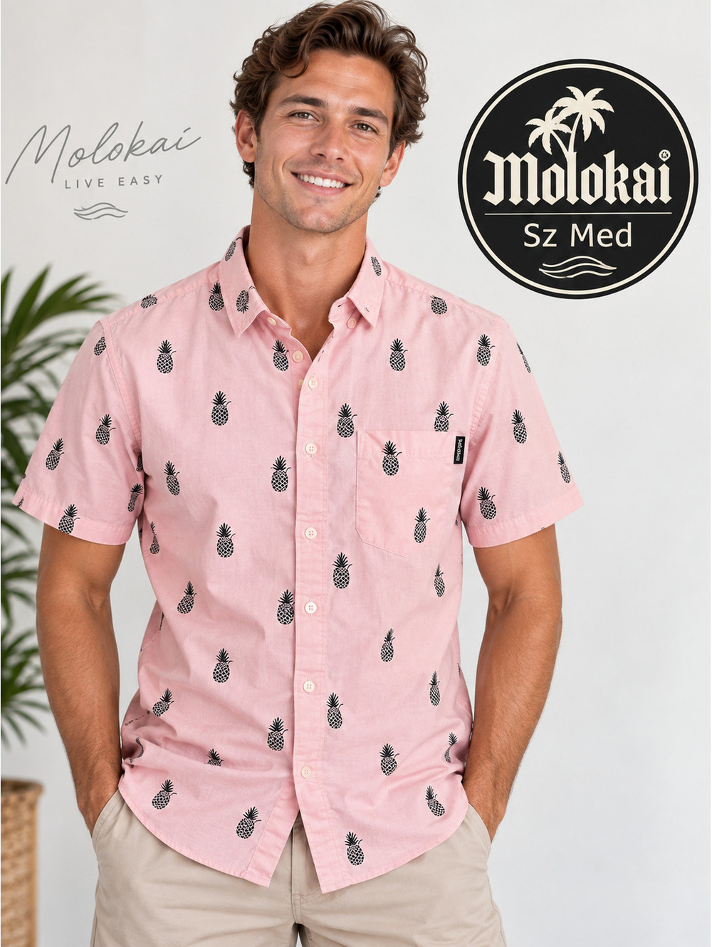 Molokai Surf Co | M | Pink Pineapple Shirt